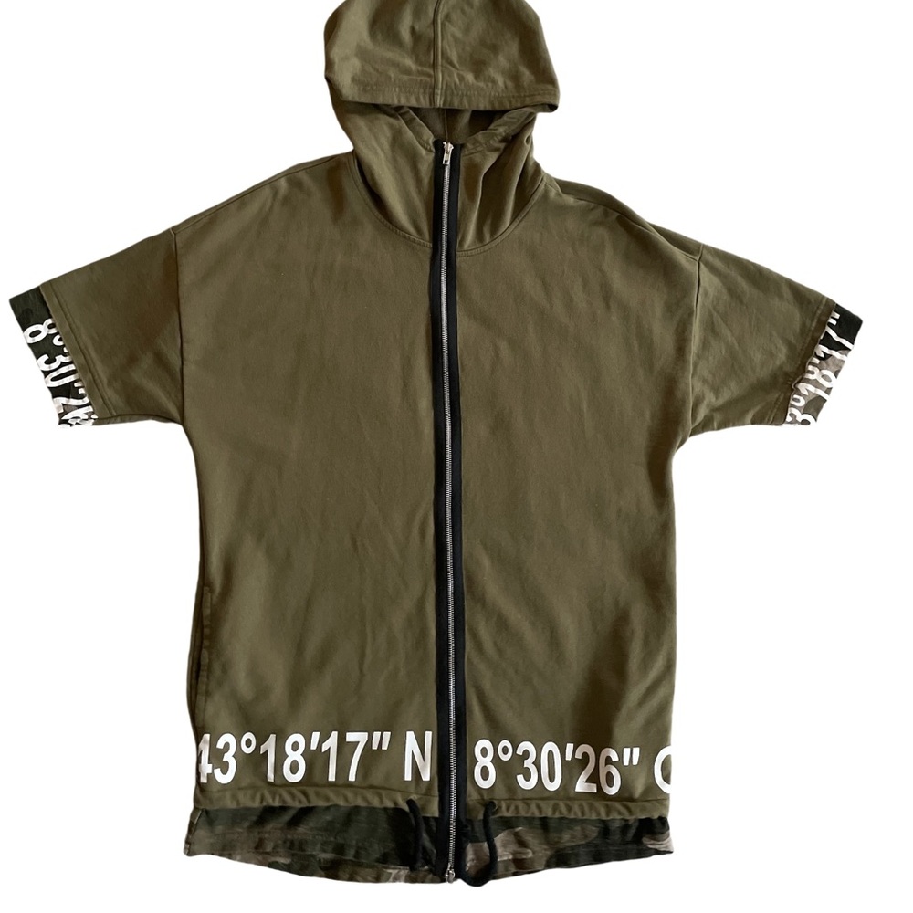 Zara Man hooded shirt army green camo patterns size medium